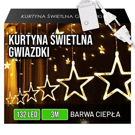 Kurtyna Wietlna Led Gwiazdki Lampki Wi Teczne Choinkowe Girlanda Na