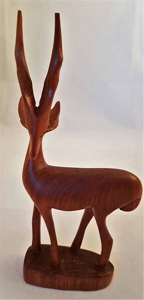 Mid Century Hand Carved Teak Deer Figurine Vintage Wooden Etsy Uk