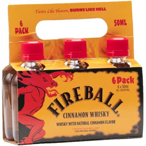 Fireball Cinnamon Whiskey Bottles With Carrier 6 Ct 50 Ml Kroger