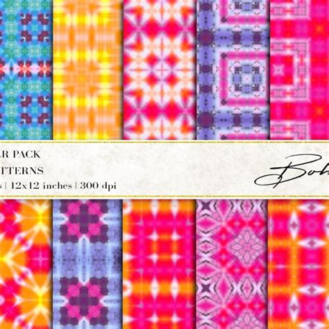 Boho Tie Dye Digital Papers Digital Paper Handmade Stationery Boho