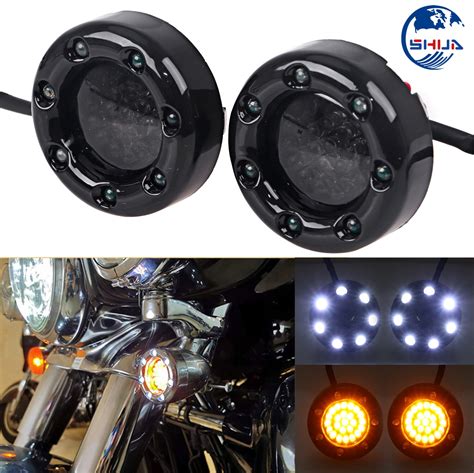 Black Bullet Amber White Led Fire Ring Turn Signal Light For