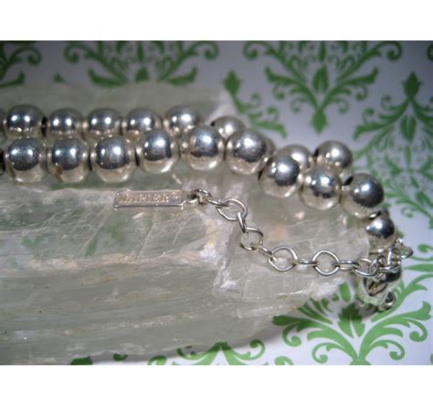 Vintage Signed Napier Necklace Silver Tone Mirror Ball Metal Bead Chain