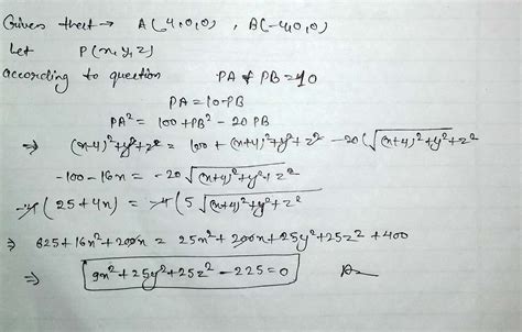 Find The Locus Of The Point The Of Whose Distances From The Points A 4