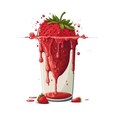 Batidos De Fresa Roja Jugo En Vaso Con Rebanada De Fresas Ilustraci N