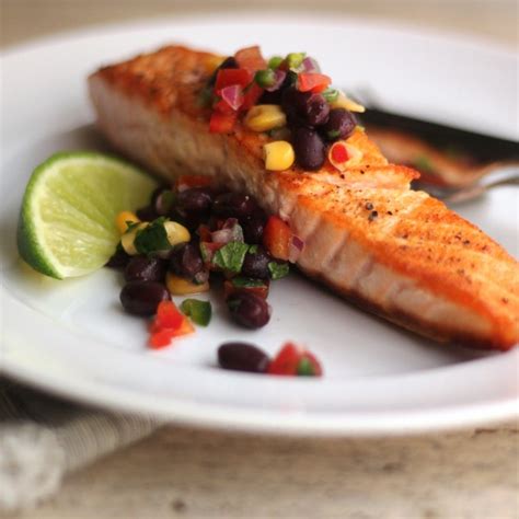 Pan Seared Salmon With Spicy Black Bean Salsa