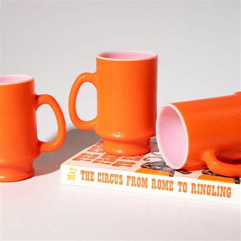 Vintage Fire King Milk Glass Orange Mugs 1970s Etsy