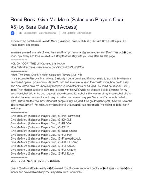 Read Book Give Me More Salacious Players Club 3 By Sara Cate Full