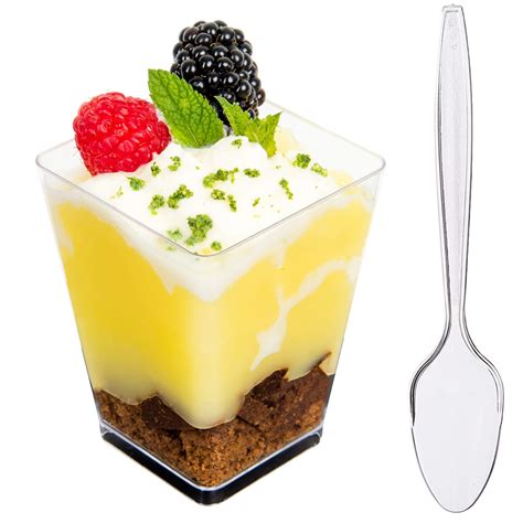 Mini Dessert Cups With Spoons 3 Ounce 40 Count Premium Clear Plastic