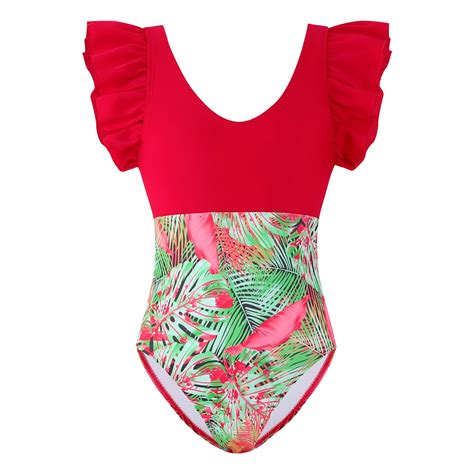 Loasebue Mother Daughter Swimsuit Girls Swimsuit High Waist Two Piece