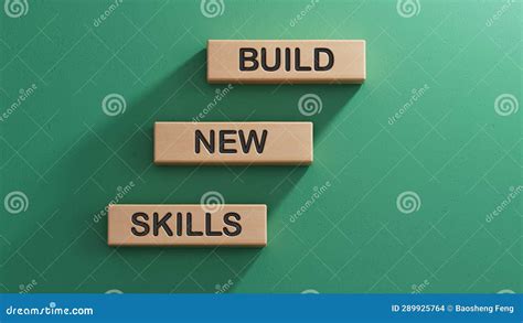 Build New Skills Symbol Concept Word Build New Skills On Wooden Blocks Stock Illustration