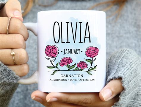 Personalized Birth Month Flower Mug Custom Birth Flower T Etsy