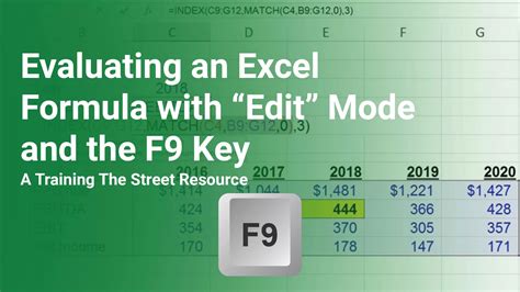 Evaluating an Excel Formula with “Edit” Mode and the F9 Key