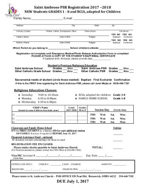 Fillable Online New Students Grades And Rcia Adapted For