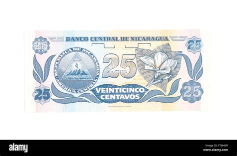 National Currency Of Nicaragua25 Centavo De Cordoba Banknote Stock