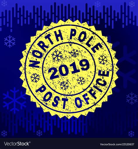 Scratched North Pole Post Office Stamp Seal Vector Image