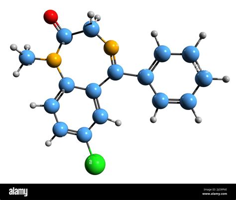 3D image of Diazepam skeletal formula - molecular chemical structure of ...