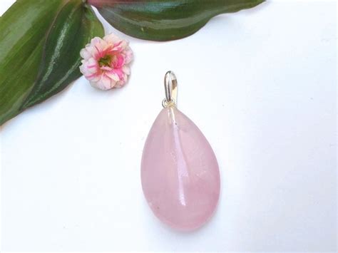 Pingente PRATA E QUARTZO ROSA Pedra Natural Elo7