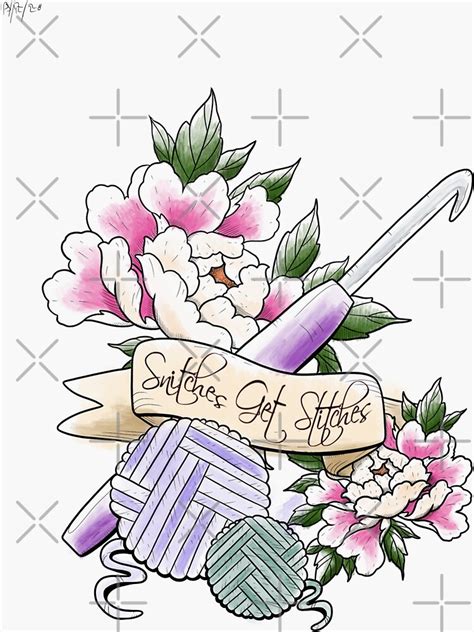 Snitches Get Stitches Crochetq Sticker For Sale By Zugzug Redbubble