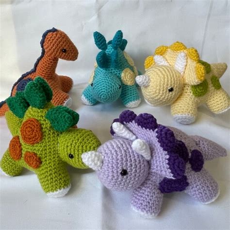 Crochet Purple Dinosaur Amigurumi Dino Handmade Plushie Etsy