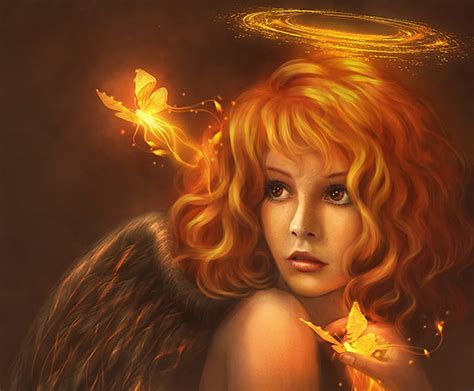 Free Download Fireangel Butterfly Orange Girl Angel Golden Face