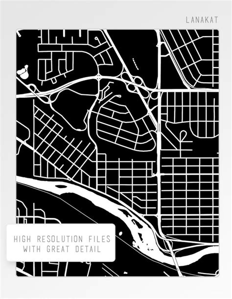 Calgary City Map Print. Calgary Map Printable. Black & White | Etsy