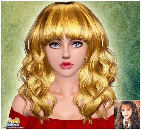 Curly Long Hair With Bangs ID 886 By Peggy Zone For Sims 3 Sims Hairs