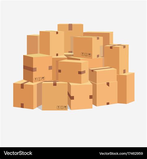 Pile Cardboard Boxes Stacked Sealed Goods Vector Image