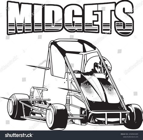 Quarter Midget Racing Outline Illustration For Royalty Free Stock