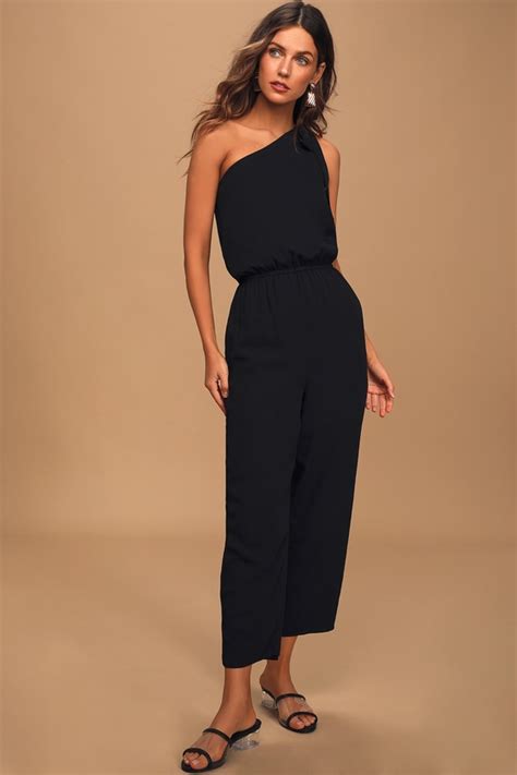 Chic Black Jumpsuit One Shoulder Jumpsuit Tie Strap Jumpsuit Lulus