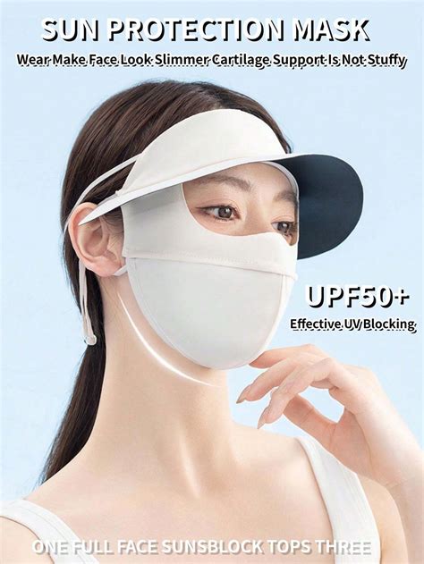 1pc Summer Sunscreen Hat And Mask Sun Shield Mask With Brim Women S Vinyl Brim Sunblock Mask