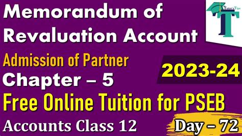 Day Memorandom Of Revaluation Account Admission Of A Partner