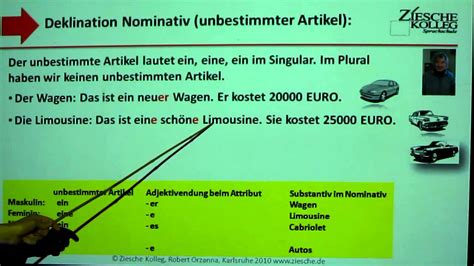 Deutsch Lernen A1 Deklination Nominativ Unbestimmter Artikel YouTube