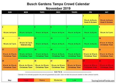 Busch Gardens Tampa Crowd Calendar Fasci Garden