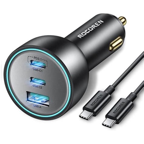 W Allume Cigare Usb C Pd Qc Pps Ports Chargeur Voiture Avec