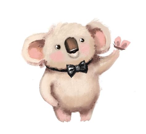 Premium Photo Photo Cute Koala Butterfly Animal Illustration