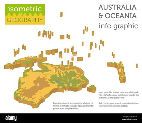 Isometrische 3d Australien Und Ozeanien Physische Karte Elemente Ihre