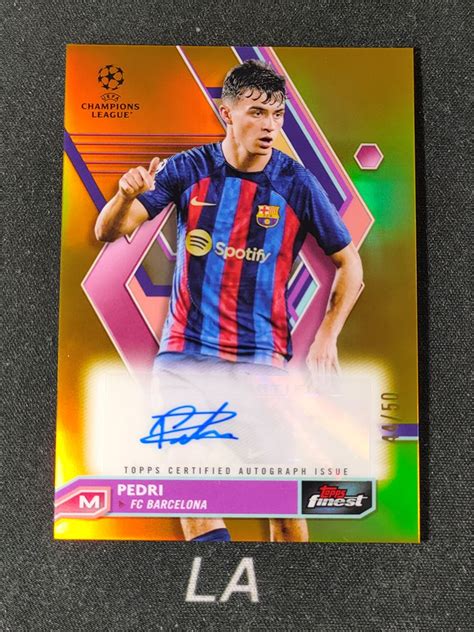 【la拍卖】22 23 Topps Finest Uefa Pedri 佩德里 巴萨 巴塞罗那 西班牙 大比例 金折 签字 50编 印刷线如