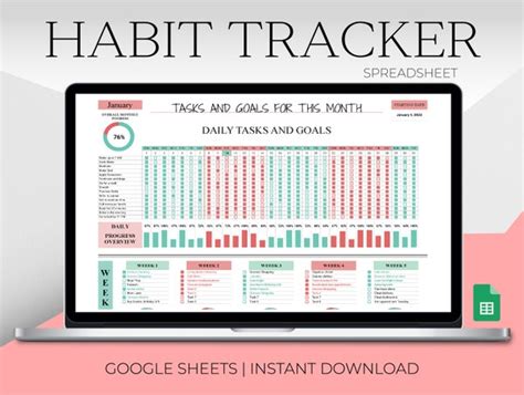 Printable Circle Habit Tracker With Rainbow Colours Horizontal Layout