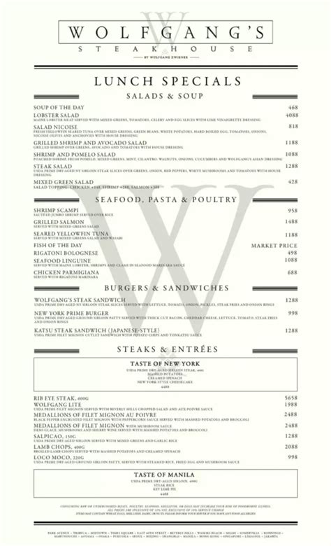 Wolfgang Steakhouse Menu With Updated Prices Philippines 2024