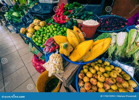 Traditional Ecuadorian Food Market Selling Agricultural Products and ...