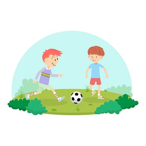 Enfants Jouant Au Football Football Pour L Exercice Dans La Cour De L