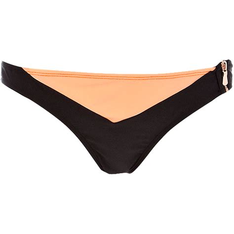 River Island Coral Colour Block Zip Bikini Bottoms In Orange Coral Lyst