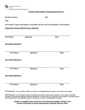 Fillable Online Ucdenver Doctoral Dissertation Proposal Approval Form