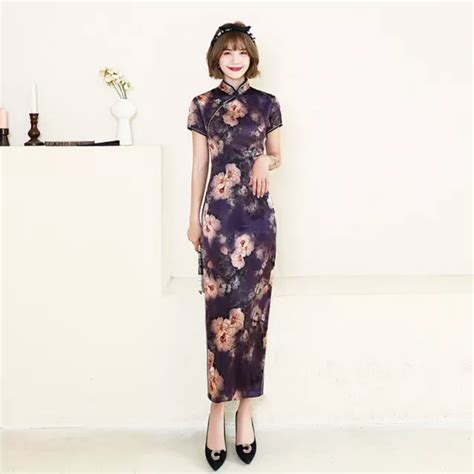 Robe Femme Vintage Dentelle Cheongsam Avec Bouton Fait Main Et