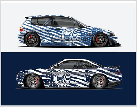 American Flag Car Wrap Design 12960170 Vector Art At Vecteezy