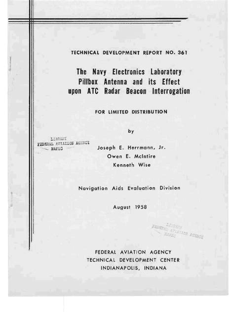 Fillable Online The Navy Electronics Laboratory Pillbox Antenna And Its