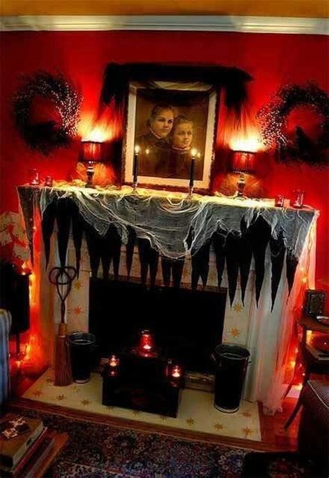 55 Gorgeous Halloween Living Room Décor Ideas Halloween Fireplace Diy Halloween Decorations