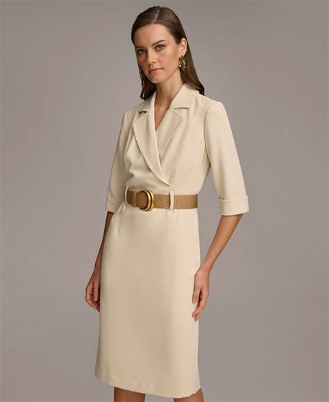 Donna Karan Womens Belted Midi Jacket Dress Macys