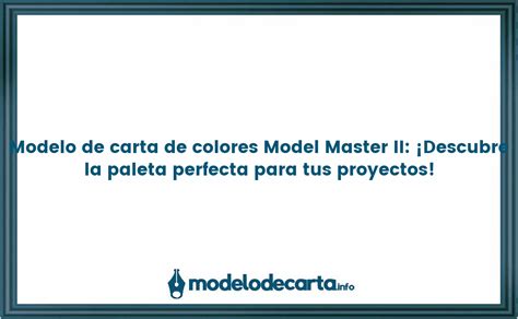 Modelo De Carta De Colores Model Master II Descubre La Paleta