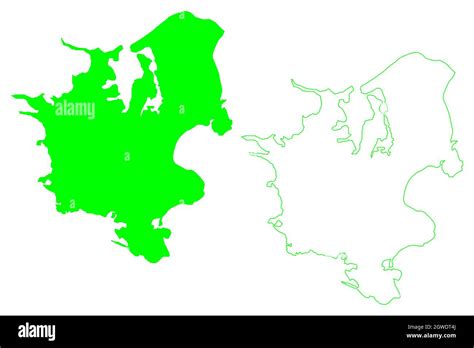 Zealand Island Kingdom Of Denmark Map Vector Illustration Scribble